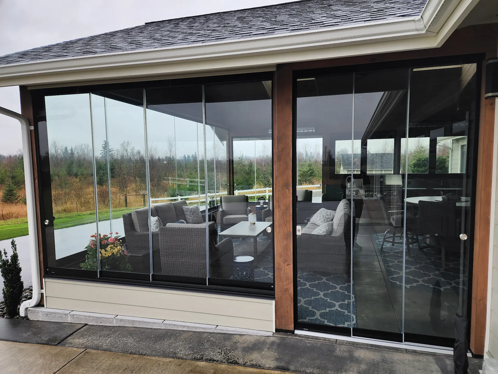 Covered Porch with a Slide Clear Enclosure view from outside
